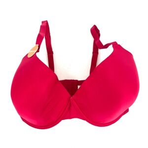 Gilligan & OMalley Red Lightly Lined Demi T-Shirt Bra 36DD Adjustable Straps NEW